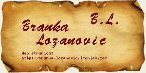 Branka Lozanović vizit kartica